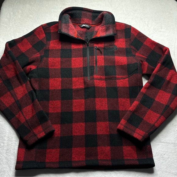 The North Face Other - The North Face Red and Black Checkered Zip Up Sweater